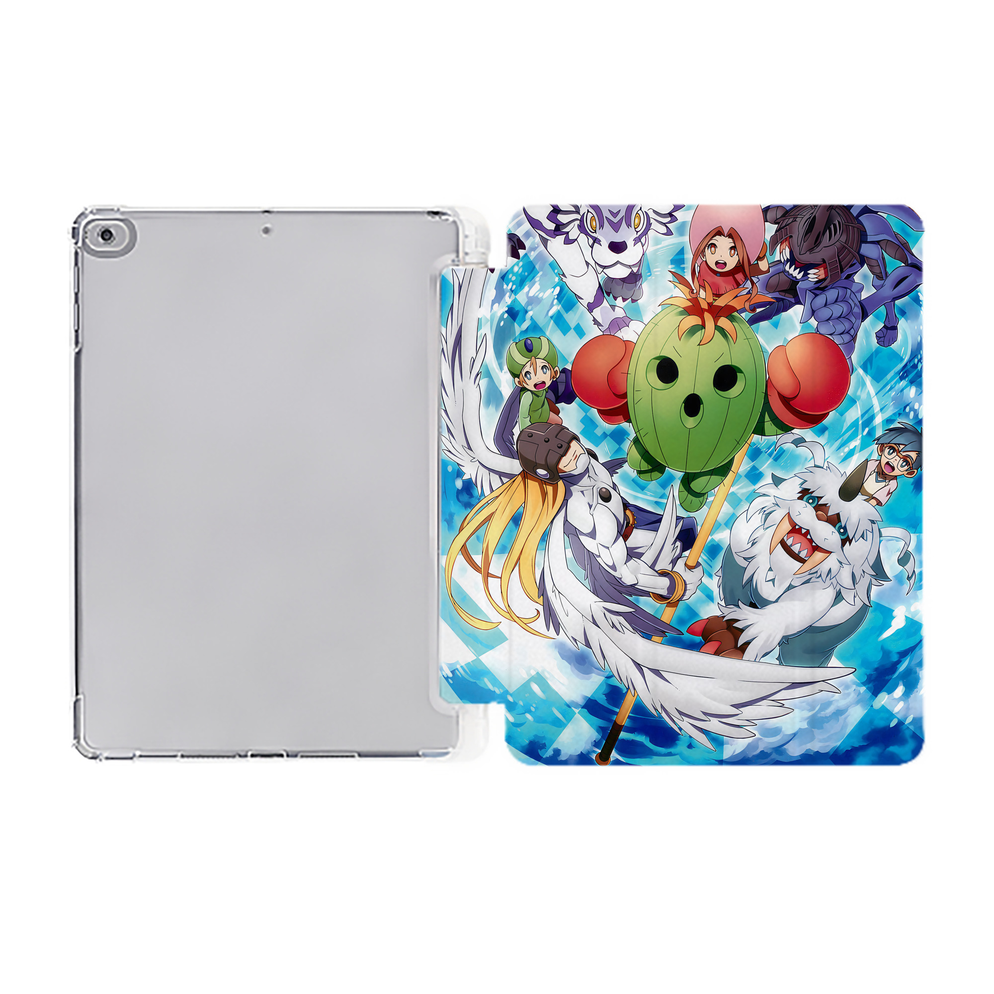 （画像用） Digimon デジタルモンスター/デジモン IPad ケース ペン収納付き 三つ折りスタンド PUレザー×シリコン 対応機種9.5/10.5/10.9インチ